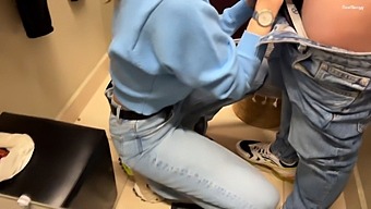 Amateur Babe Gets A Real Creampie In The Fitting Room. Watch Her Tight Pussy Get Filled Up With Cum