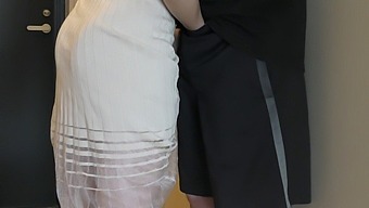 Mature Japanese Couple Indulges In A Lustful Blowjob At The Entrance