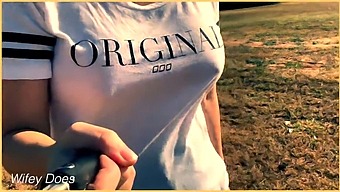 A Wife Strolls On A Golf Course Without Her Bra